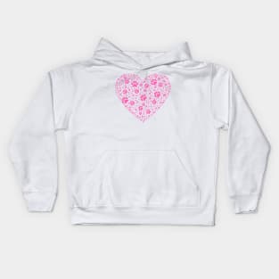 Pink Heart with Paw Prints Kids Hoodie